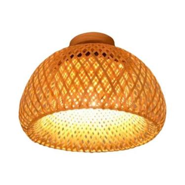 Imagem de Luminária De Teto De Rattan Feita À Mão Estilo Chinês, Abajur Retro Ci