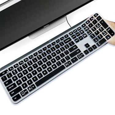 Imagem de YongMai Capa de teclado de silicone para Logitech Craft, capa de teclado para teclado Logitech MX Keys avançado sem fio, película de teclado à prova d'água à prova de poeira fácil de limpar (preto)