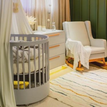 Imagem de Berço Wave Evolutivo 3 em 1 com Colchão Fase 1 e Fase 2 e Cômoda Divicar Móveis Cinza