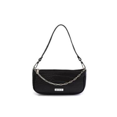 Imagem de Bolsa Feminina Tiracolo Baguete Mini Transversal Maria Mião Corrente Preta-Feminino