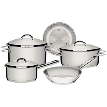 Imagem de Jogo de Panelas Fundo Triplo Tramontina Solar 65510780 Inox , Prata, 5