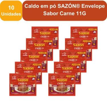 Imagem de Kit 10 Unidades Caldo em pó SAZÓN Envelope Sabor Carne 11G