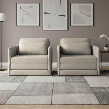 Imagem de Poltrona Cama Sala Retratil Compacta Kit 2 Dália Fixa Veludo K01 - D R