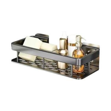 Imagem de Prateleira De Banheiro Em Liga De Alumínio Sem Furo, Organizador De Co