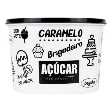 Imagem de Pote Organizador Mantimentos Branco 2l Cozinha Decorado - UZY, Açúcar