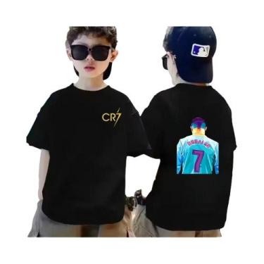 Imagem de Camiseta De Algodão Infantil De Verão CR7 Ronaldo Respirável Casual Mo