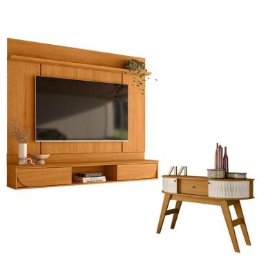 Imagem de Painel Para Tv Aura Cinamomo Com Aparador Estoril Cinamomo Off White - Madetec