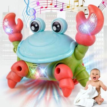 Imagem de Brinquedo Infantil Caranguejo Fujão Musical Som Luz Movimento Interativo Cores Amarelo Verde Vermelho OEM
