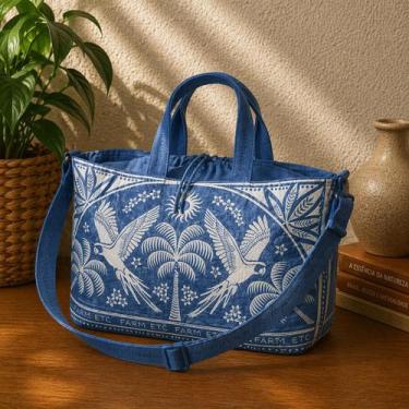 Imagem de Bolsa Totebag Carioca Farm Lenço Tropical Jeans Original