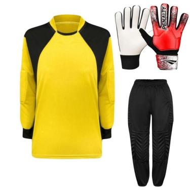 Imagem de Kit de Goleiro Infantil Camisa + Calça Acolchoada + Luva-Unissex