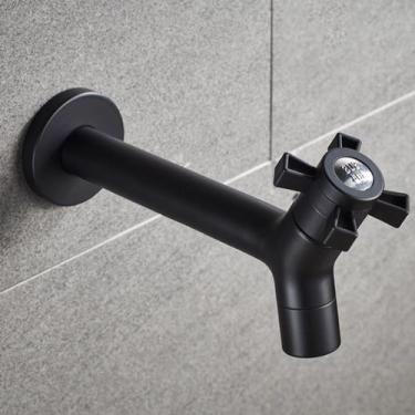 Imagem de Torneira Aço Inox Preta de Parede Jardim Lavabo Banheiro Cozinha Manop