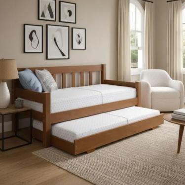 Imagem de Sofá Cama Bicama Madeira Maciça Eucalipto Solteiro - Merk Moveis