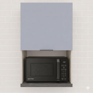 Imagem de Armário de Cozinha Aéreo Bartira Cristal MDP 15mm com Nicho para Micro-ondas e 1 Porta...