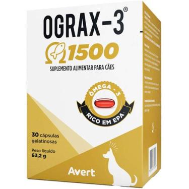 Imagem de Suplemento Avert Ograx-3 1500 para Cães e Gatos - 30 Cápsulas