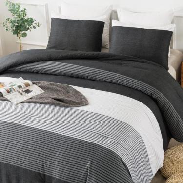 Imagem de Conjunto de edredom Andency Black King Size com 3 peças