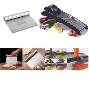 Imagem de Kit Cortador Fatiador Mandolin Inox e Espátula Multiuso 15cm - ECOLUMI