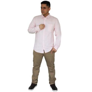 Imagem de Camisa Hering Masculina Tecido Social Manga Longa Rosa K4AN1BSI Origin