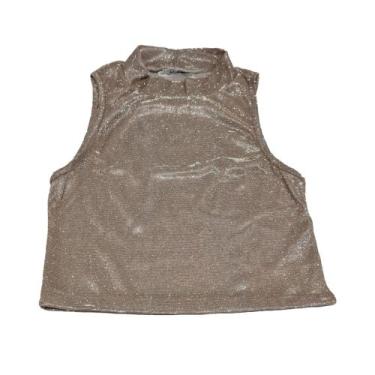 Imagem de Cropped Gola Alta Mica Glitter, Dourado, P
