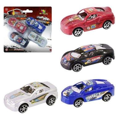 Imagem de Carrinho Brinquedo Conjunto 4 Carrinhos Speed Racing Fricção - Art Bri
