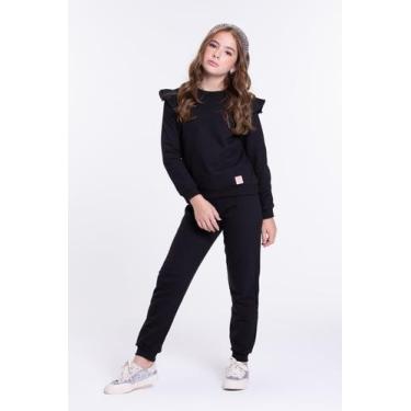 Imagem de Conjunto Moletom Infantil Feminino Babadinho Preto - Vida Costeira Ofi