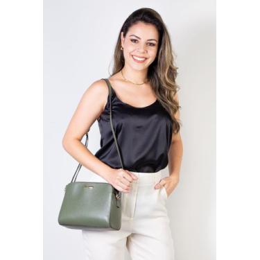 Imagem de Bolsa transversal feminina de couro liso Paola - Andrea Vinci, Verde