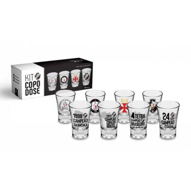 Imagem de Kit Copo Dose Kazzavip Oficial Licenciado Vasco Football Club Vidro 4 Peças 60ML Transp...
