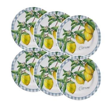 Imagem de Conjunto de 6 Pratos Sobremesa de Cerâmica Amalfitana Citron 21cm - Al