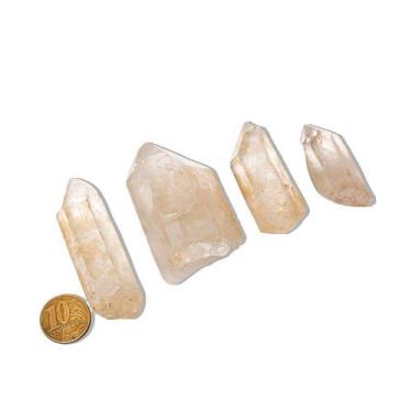 Imagem de Kit de 4 Cristais de Quartzo Citrinado Bruto Natural Amarelo Grande - 