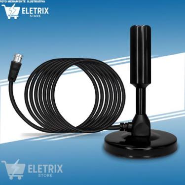 Imagem de Antena Interna TV Digital Compativel HDTV DTV UHF VHF FM com Cabo 3m C