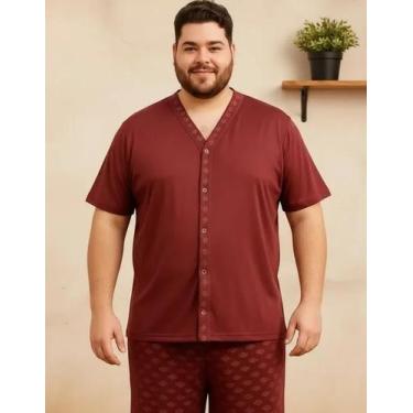 Imagem de Pijama Masculino Adulto Plus Size Botão Tamanho Grande G1 G2 G3 Manga 