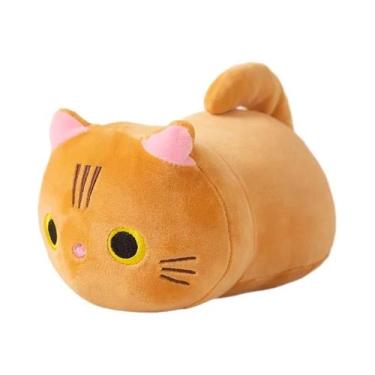 Imagem de Brinquedo De Pelúcia Gato De 22cm Preto, Branco E Cinza Com Laranja Vi