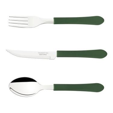 Imagem de Conjunto 180 Talheres Verde Ecológico para Restaurante com Garfo Faca 