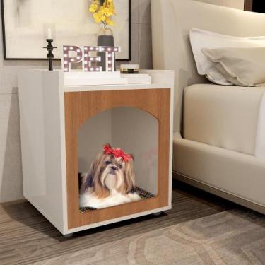 Imagem de Mesa de Cabeceira Casinha de Cachorro/Gato PET Off White Freijo Oferta