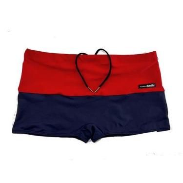 Imagem de Sunga adulto boxer luxo vermelho com azul marinho - Bim Beachwear, M