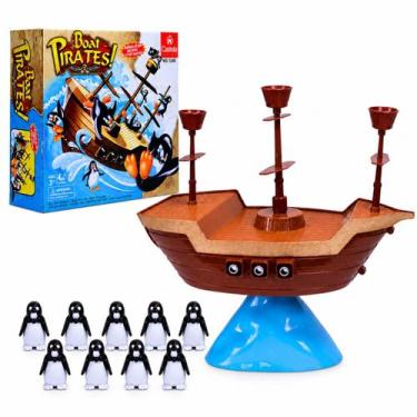 Imagem de Brinquedo Jogo Barco Pirata dos Pinguins Equilibristas  Castela