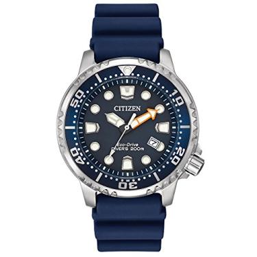 Imagem de Citizen Relógio masculino Eco-Drive Promaster, aço inoxidável com pulseira de poliuretano, Pulseira azul, mostrador azul, 44 mm, Relógio de mergulhador, mergulho