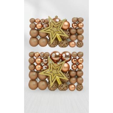 Imagem de Kit 100 Bolas Decorativas Natal Lisas/Glitter Marrom - Congratulations