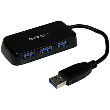 Imagem de StarTech.com Hub USB 3.0 SuperSpeed de 4 portas – 5 Gbps – Mini estação de viagem USB multiportas portátil – Extensor USB preto para PC/Mac, laptops, TAA (ST4300MINU3B)