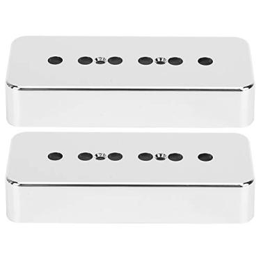 Imagem de 2 peças capa captador de guitarra capas de captador de barra de sabão cromada prata ABS acessórios de instrumentos musicais compatíveis com guitarra elétrica P90