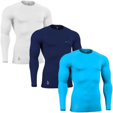 Imagem de Kit C/ 3 Camisas de Compressão Térmica Stigli Pro Proteção Solar FPU50+ Manga Longa Poliamida
