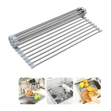 Imagem de Escorredor Louças Esteira Multifunções Aço Inox Dobrável