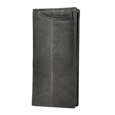 Imagem de Le'aokuu Estojo de couro masculino com zíper ID de cartão de visita organizador carteira capa de telefone designer carteira dobrável, 1019 Cinza escuro, Medium, Carteira dobrável