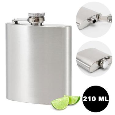 Imagem de Cantil De Bolso Porta Bebidas Whisky Vodka Aço Inox 210 Ml  - Uny Home