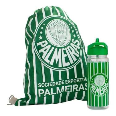 Imagem de Garrafa Plástico 450ml Com Mochila Tipo Saco - Palmeiras - Mileno