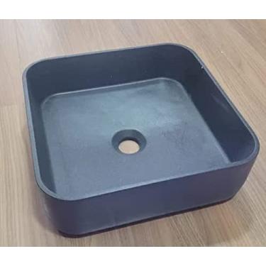 Imagem de Cuba Apoio Louça Quadrada Cimento Queimado 38x38x12cm.