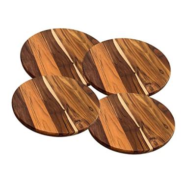 Imagem de Kit 4 Tábua Madeira Teca P/Cortar E Servir Pizza - 40 Cm