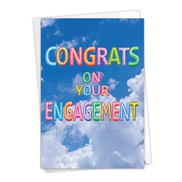 Imagem de The Best Card Company - Cartão de parabéns de noivado com envelope - Saudação de anúncio de casamento noivado (não 3D ou elevado) - Mensagens infladas de noivado C5651MENG