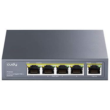 Imagem de Cudy Extensor PoE Gigabit de 4 portas, 10/100/1000Mbps, repetidor PoE de 4 canais, amplificador PoE, impulsionador PoE, montagem na parede, compatível com IEEE 802.3bt, 802.3at, 802.3af, não suporta PoE passivo, Plug and Play
