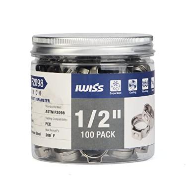 Imagem de IWISS Anéis de aperto de grampo de aço inoxidável PEX de 1/2", ferramentas de encaixe de crimpagem - 100 peças embaladas