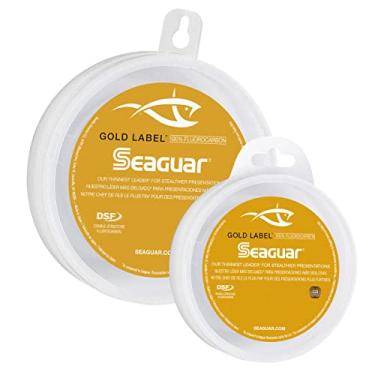 Imagem de Seaguar Linha de pesca líder em fluorocarbono 100% da marca dourada (DSF), 25 jardas, linha de 50 quilos, ouro - 50GL25